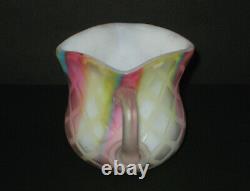 Mt. Washington RAINBOW Satin Art Glass Mother of Pearl Toothpick Holder withHandle