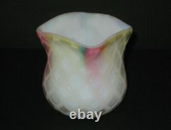 Mt. Washington RAINBOW Satin Art Glass Mother of Pearl Toothpick Holder withHandle