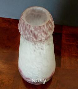 Muller Frere, Art Glass French 1920's Huge Frosted-Mottled Heavy Glass Vase Rare