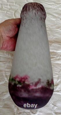 Muller Frere, Art Glass French 1920's Huge Frosted-Mottled Heavy Glass Vase Rare