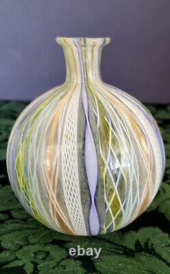 Murano Unique Venini Fulvio Bianconi Arti Hand Blown Silver Ribbon Rare Vase