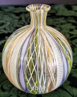 Murano Unique Venini Fulvio Bianconi Arti Hand Blown Silver Ribbon Rare Vase
