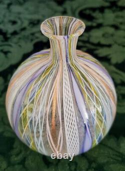 Murano Unique Venini Fulvio Bianconi Arti Hand Blown Silver Ribbon Rare Vase