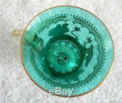 Murano Venetian art glass cup and saucer victorian scenes and gold