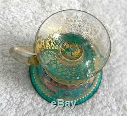 Murano Venetian art glass cup and saucer victorian scenes and gold