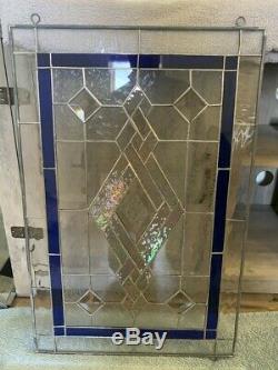 NEW 23-1/4 x 15-1/4 stained glass window panel hangs 2 ways