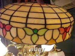 NICE Antique Arts & Crafts LAMB Handel Era 16 Leaded Glass Table Lamp Shade
