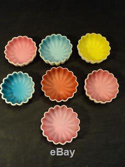 NICE SET/7 VICTORIAN PERIOD SATIN GLASS CANDY BOWLS / DISHES, c. 1880's