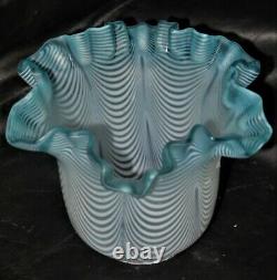 Nailsea Victorian Blue Art Glass Miniature Oil Lamp Upturned Shade V Rare & MINT