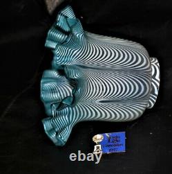 Nailsea Victorian Blue Art Glass Miniature Oil Lamp Upturned Shade V Rare & MINT