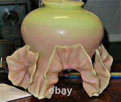 Nailsea Victorian Blue Art Glass Miniature Oil Lamp Upturned Shade V Rare & MINT