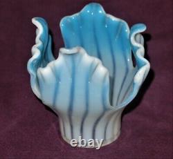 Nailsea Victorian Blue Art Glass Miniature Oil Lamp Upturned Shade V Rare & MINT