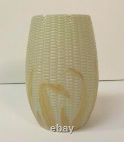 New England Libbey MAIZE Art Glass Celery Vase, Yellow Leaves, c. 1890