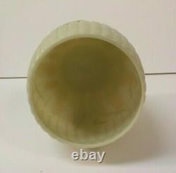 New England Libbey MAIZE Art Glass Celery Vase, Yellow Leaves, c. 1890