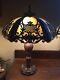 Nice! Victorian Art Nouveau Vintage Antique Convex Caramel Slag Glass Table Lamp