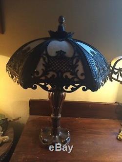 Nice! Victorian Art Nouveau Vintage Antique Convex Caramel Slag Glass Table Lamp