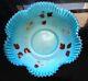 Nice Victorian Blue Art Glass Crimped Rim Brides Basket