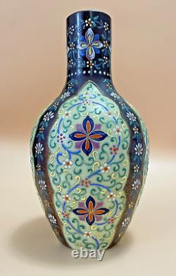 Nineteenth Century Bohemian Harrach Enameled Moroccan Ware Opaline Glass Vase