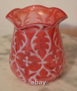 Northwood Art Glass Opaline Brocade Spanish Lace Cranberry Opalescent Spooner