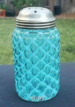 Northwood Blue Opalescent Ribbed Opal Lattice Sugar Shaker