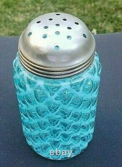 Northwood Blue Opalescent Ribbed Opal Lattice Sugar Shaker