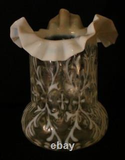 Northwood White Opalescent Spanish Lace aka Opaline Brocade Celery Vase