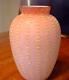 Ooak Mt Washington Coralene Satin Glass Vase With Wave And Herringbone Motifs