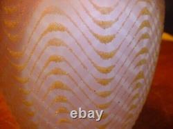 OOAK Mt Washington Coralene Satin Glass Vase with Wave and Herringbone Motifs