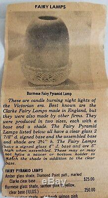 ORIGINAL Circa 1886 VICTORIAN ART GLASS THOMAS WEBB BURMESE CLARKE FAIRY LAMP