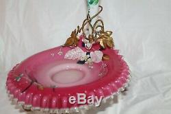 OUTSTANDING Antique Victorian Art Glass Epergne Brides Basket Combination