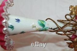 OUTSTANDING Antique Victorian Art Glass Epergne Brides Basket Combination