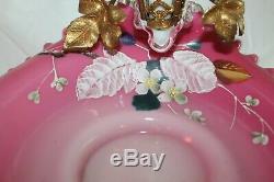 OUTSTANDING Antique Victorian Art Glass Epergne Brides Basket Combination