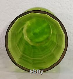 Old Vase Glass Art Nouveau Golden Leaves Harrach Bohemia 520g