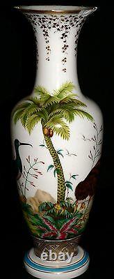 Opaline glass VASE, Baccarat, Jean-Francois Robert, c1850, Ostrich, Ibis, 17.5t