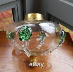 Original Victorian Tadpole Art Glass Green Oil Lamp Font Stuart 39mm collar Good