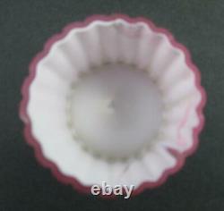 PINK cased RIBBED Satin Art GLASS antique CONDIMENT Set WB&Co Sheffield A1