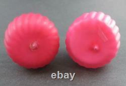 PINK cased RIBBED Satin Art GLASS antique CONDIMENT Set WB&Co Sheffield A1