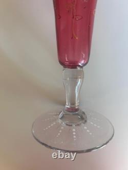 PR Antique Cranberry Bohemian MOSER FLUTED ART GLASS VASES Gold encrusted PR Antique Cranberry Bohemian MOSER FLUTED ART GLASS VASES Gold encrusted