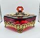 Paden City Glass Dish With Lid Ormolu Crows Foot Amberina Victorian Art Deco