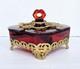 Paden City Glass Dish With Lid Ormolu Crows Foot Amberina Victorian Art Deco