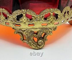 Paden City Glass Dish With Lid Ormolu Crows Foot Amberina Victorian Art Deco