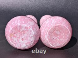 Pair Antique 19thC Victorian Pink Cased Spatter Glass Vases Enameled Dragonfly Pair Antique 19thC Victorian Pink Cased Spatter Glass Vases Enameled Dragonfly
