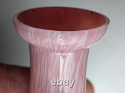 Pair Antique 19thC Victorian Pink Cased Spatter Glass Vases Enameled Dragonfly Pair Antique 19thC Victorian Pink Cased Spatter Glass Vases Enameled Dragonfly