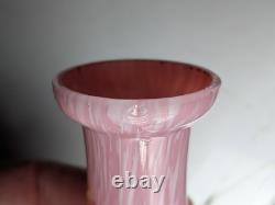 Pair Antique 19thC Victorian Pink Cased Spatter Glass Vases Enameled Dragonfly Pair Antique 19thC Victorian Pink Cased Spatter Glass Vases Enameled Dragonfly