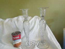 Pair Antique Stunning Cut Glass 11 Candlesticks Pairpoint N/R