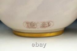 Pair Bohemian Hand Painted Opaline Art Glass Vases Josef Ahne Signed