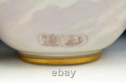 Pair Bohemian Hand Painted Opaline Art Glass Vases Josef Ahne Signed