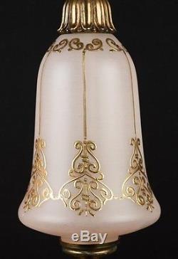 Pair French Art Nouveau Opaline Glass Table Lamps Light
