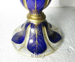 Pair Lge High Quality Antique Victorian Bohemian Blue Glass Mantel Lustres 13.2