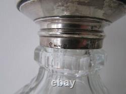 Pair Of Antique European Cut Glass Etched Decanters Sterling Silver 10'' 1.700kg